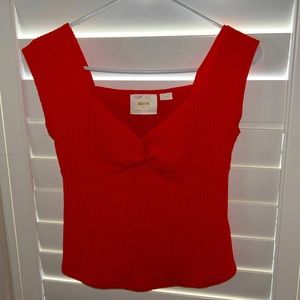 Maeve by Anthropology Red Square Neck Top
